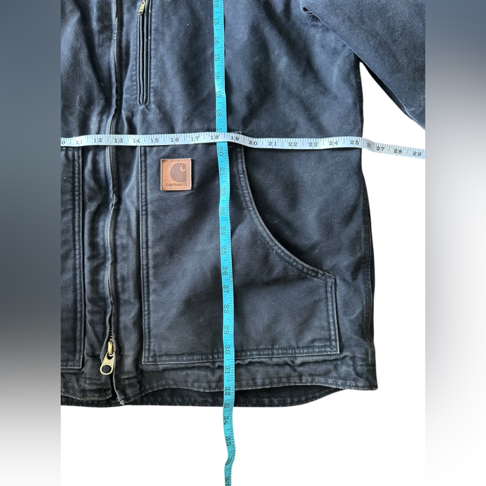 Vintage Carhartt Men’s Black Sherpa Lined Canvas Work Jacket Sz XL - Chore Coat - Picture 6 of 15